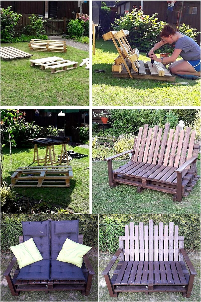 DIY pallets wooden garden couch
