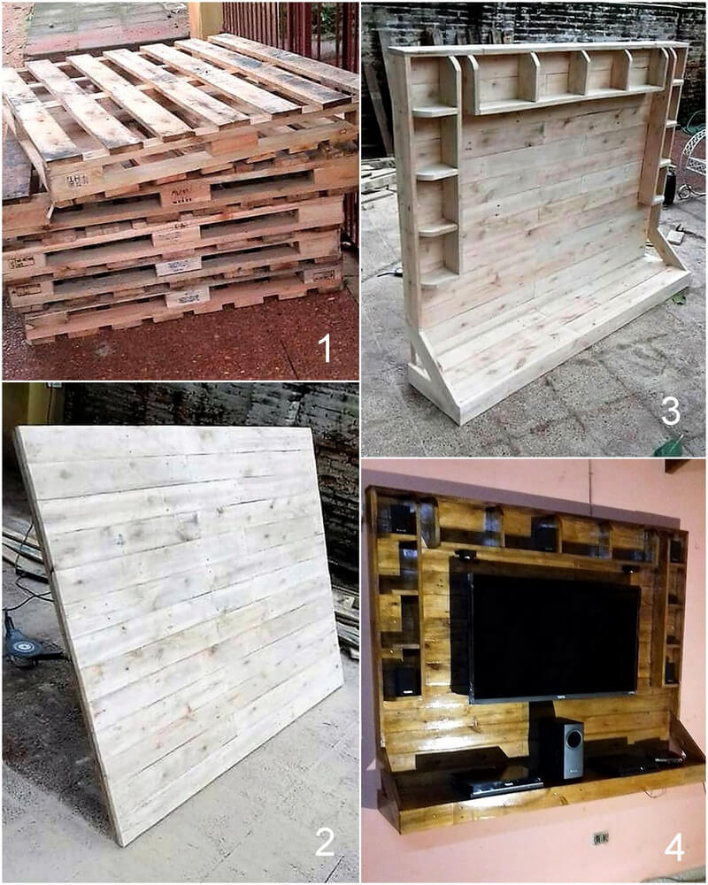 diy wood pallet wall tv stand