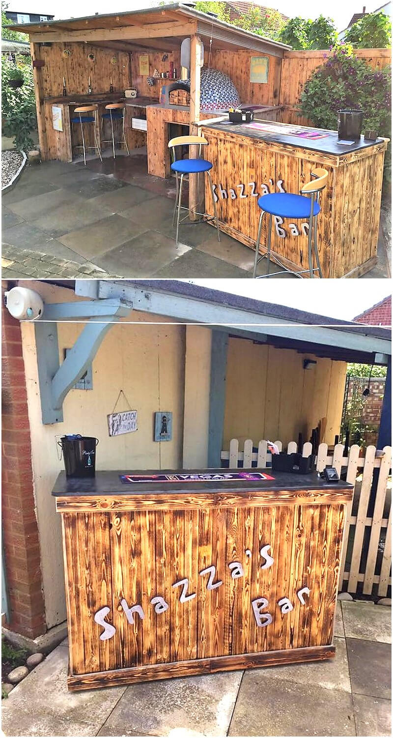 pallets woode made patio bar