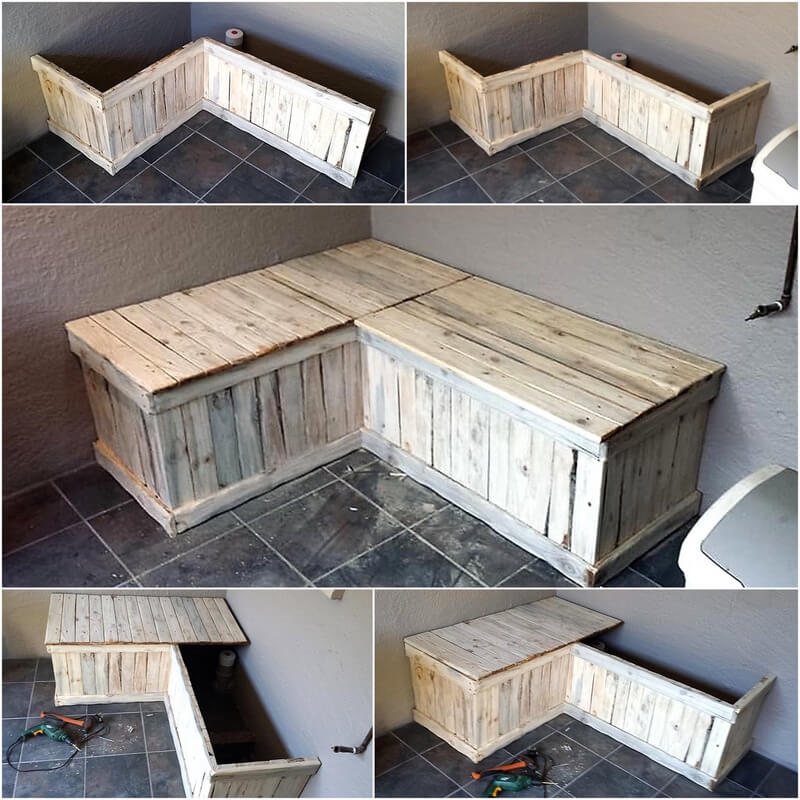 recycled wooden pallet bench idea