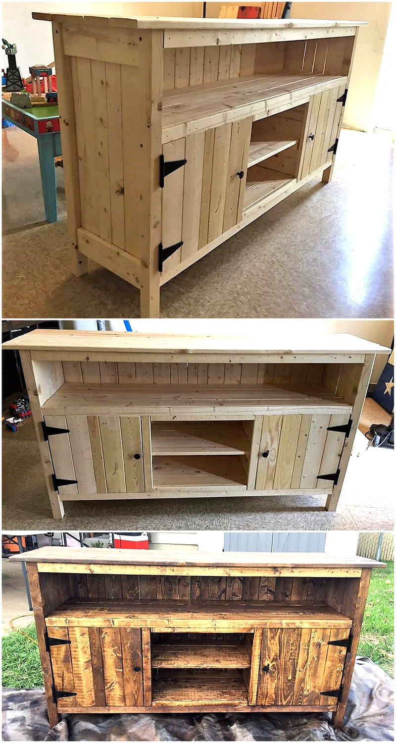 reshaped wood pallets TV stand