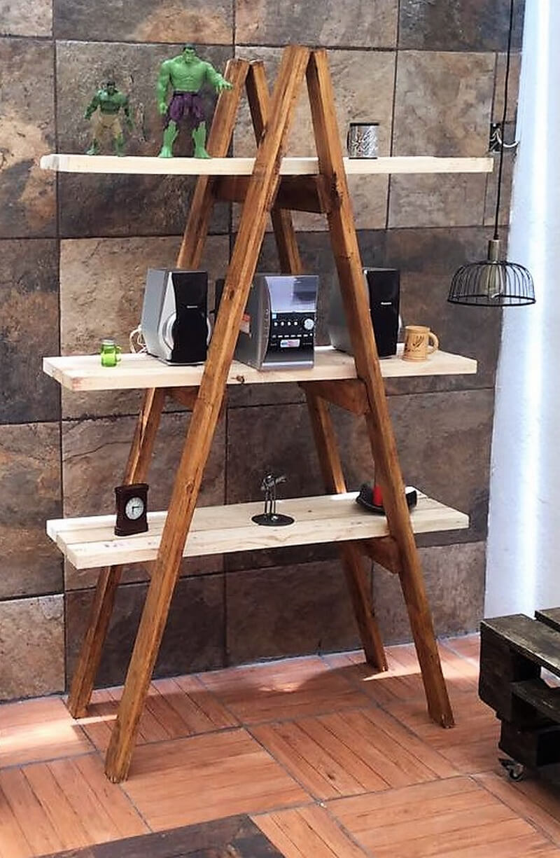 wood pallet decor shelving ladder