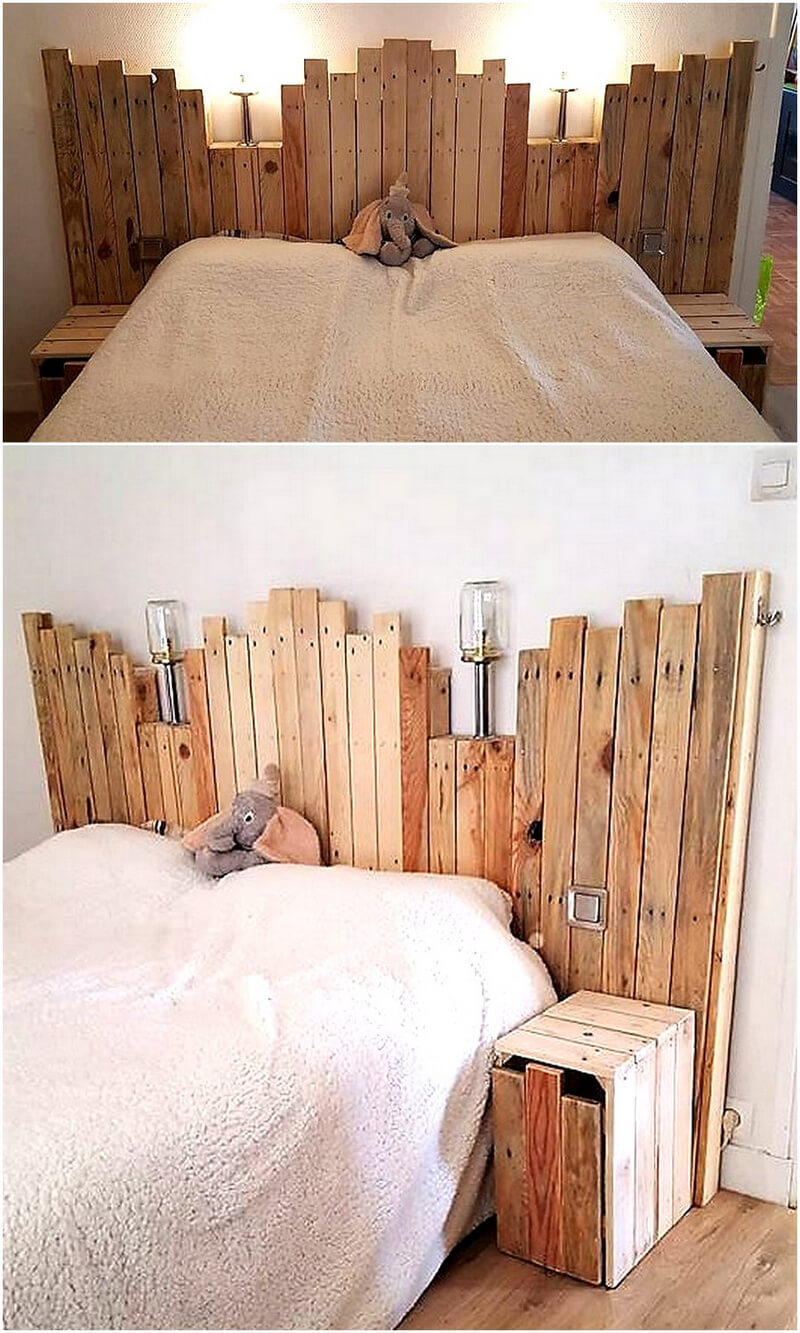 pallets made bed headboard