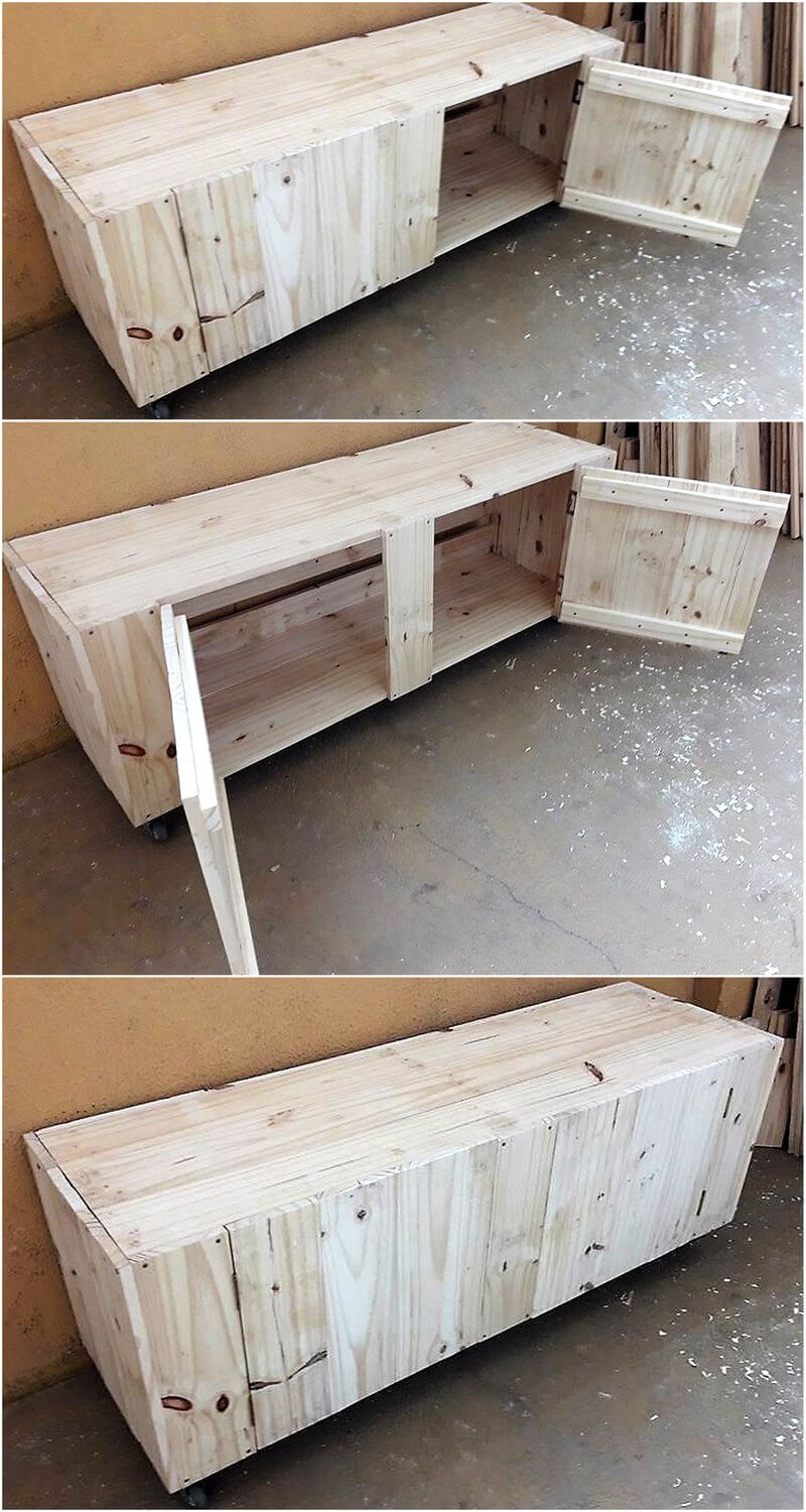 pallets tv stand on wheels