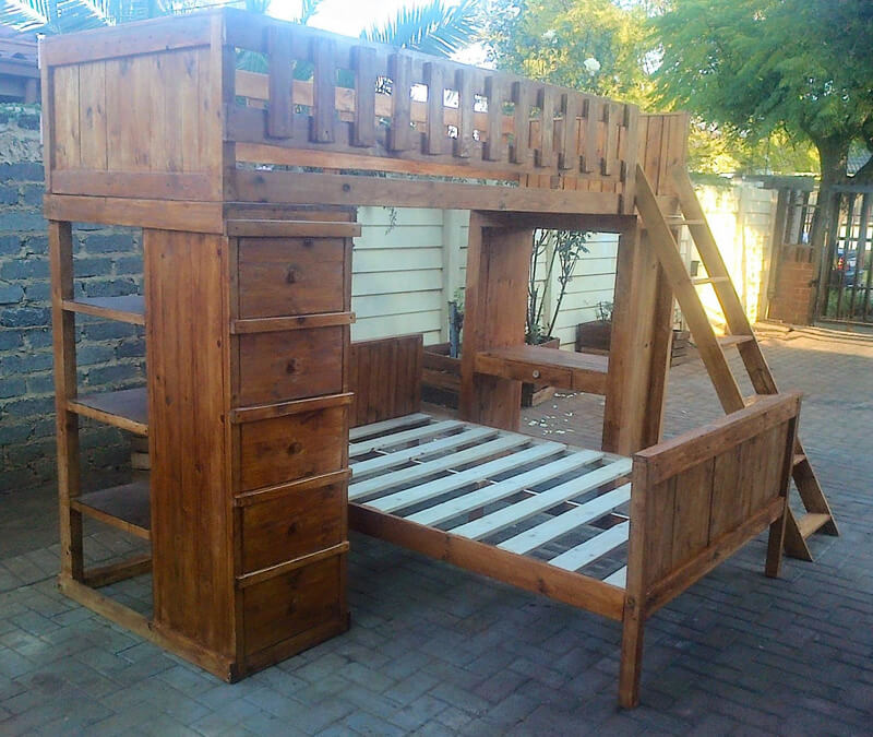 pallets wooden bunk bed plan