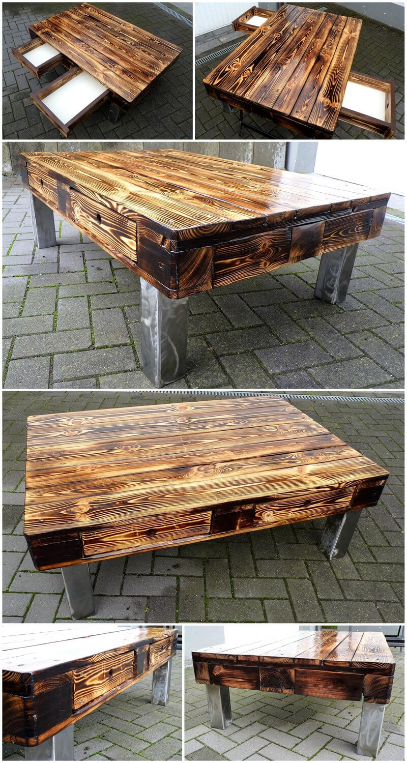 reclaimed wooden pallets table