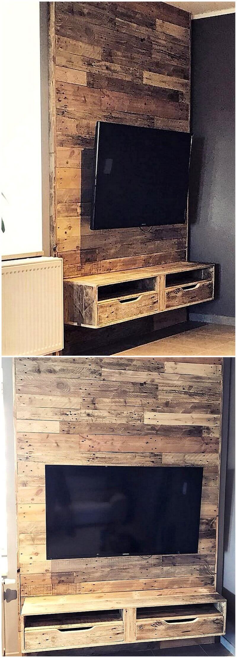 pallet wall media cabinet art