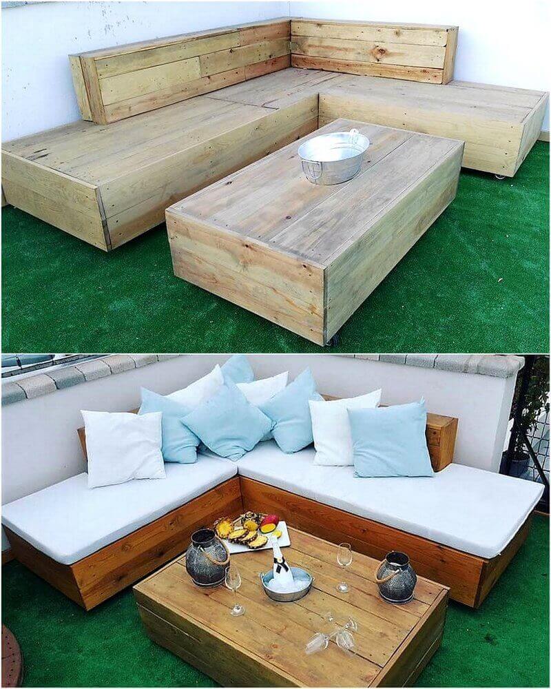 reused wood pallet patio lounge